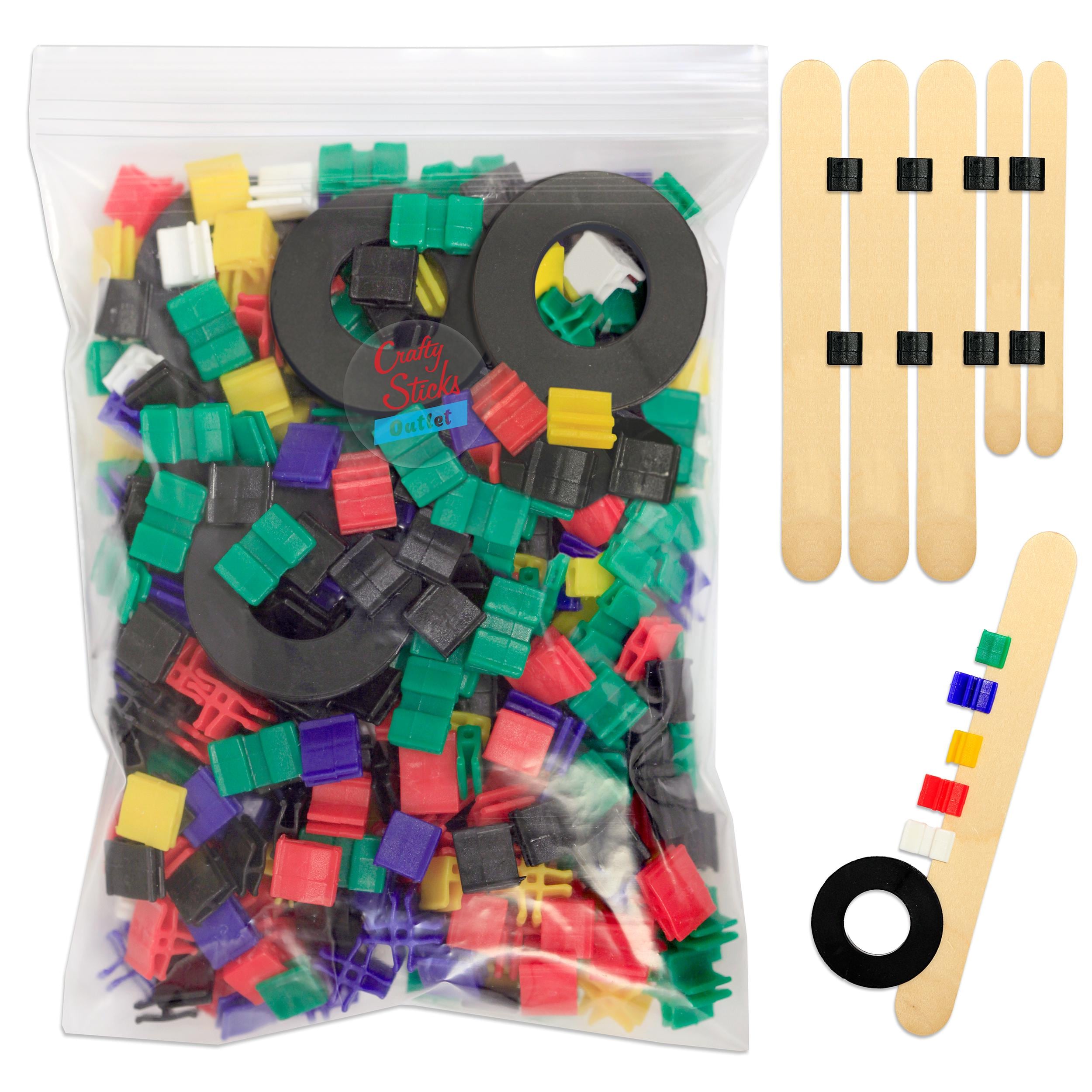 Popsicle Stick Connectors: 380-Piece Craft STEM Building Set