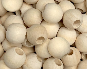 Unfinished Wood Beads 20mm: Large Hole for Macrame, Weaving