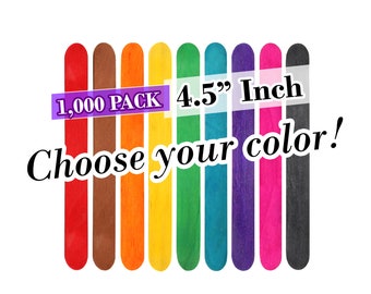 1000 Sticks, Wooden Craft Popsicle Sticks -CHOOSE YOUR COLOR!