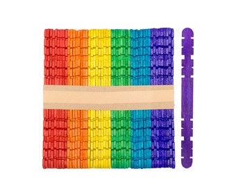 Multi-Color Notched Wood Craft Sticks: Interlocking Sawtooth Design