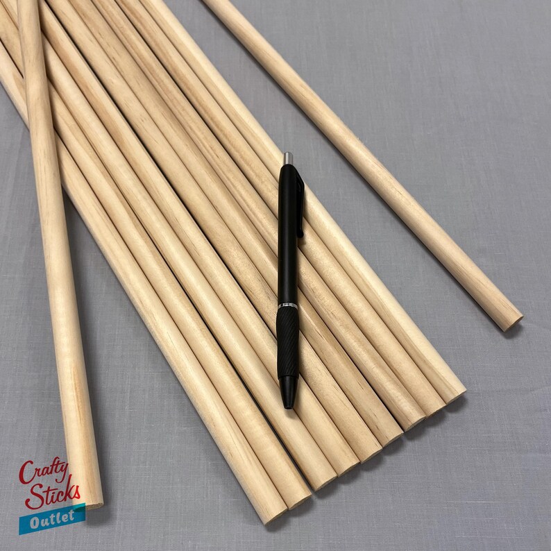 Natural Wood Dowels: 1/2" x 12", Crafty Sticks, USA Made image 5