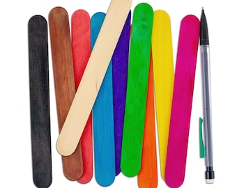 CraftySticks- 1000 Sticks 6 Inch Jumbo Wood Craft Popsicle Sticks -CHOOSE YOUR COLOR!