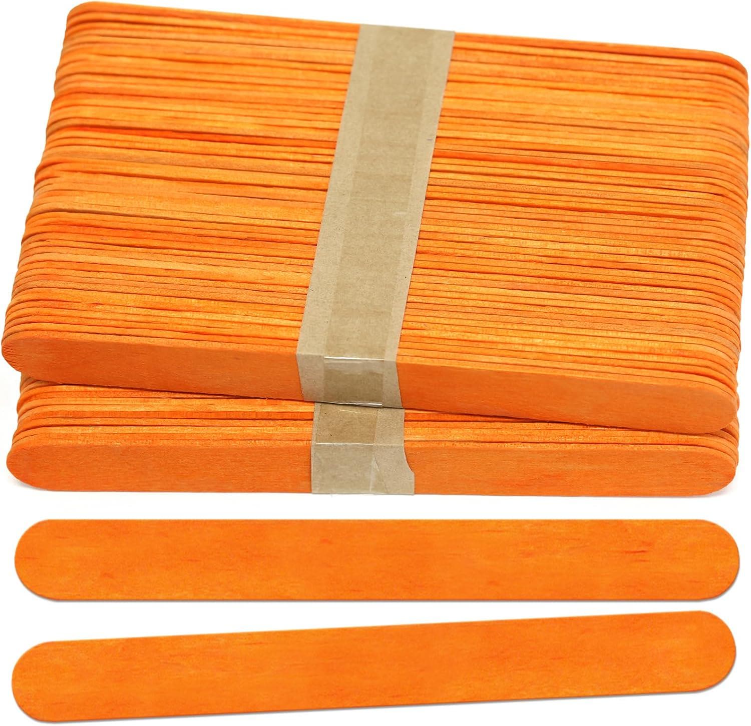 100 Pack Orange Craft Sticks, 6 Inch Jumbo Wood Popsicle Sticks by ...