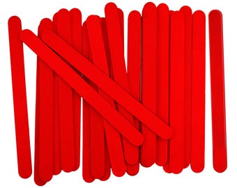 Red Painted Craft Sticks: FSC Birch Wood, STEM Projects - 50 Pack