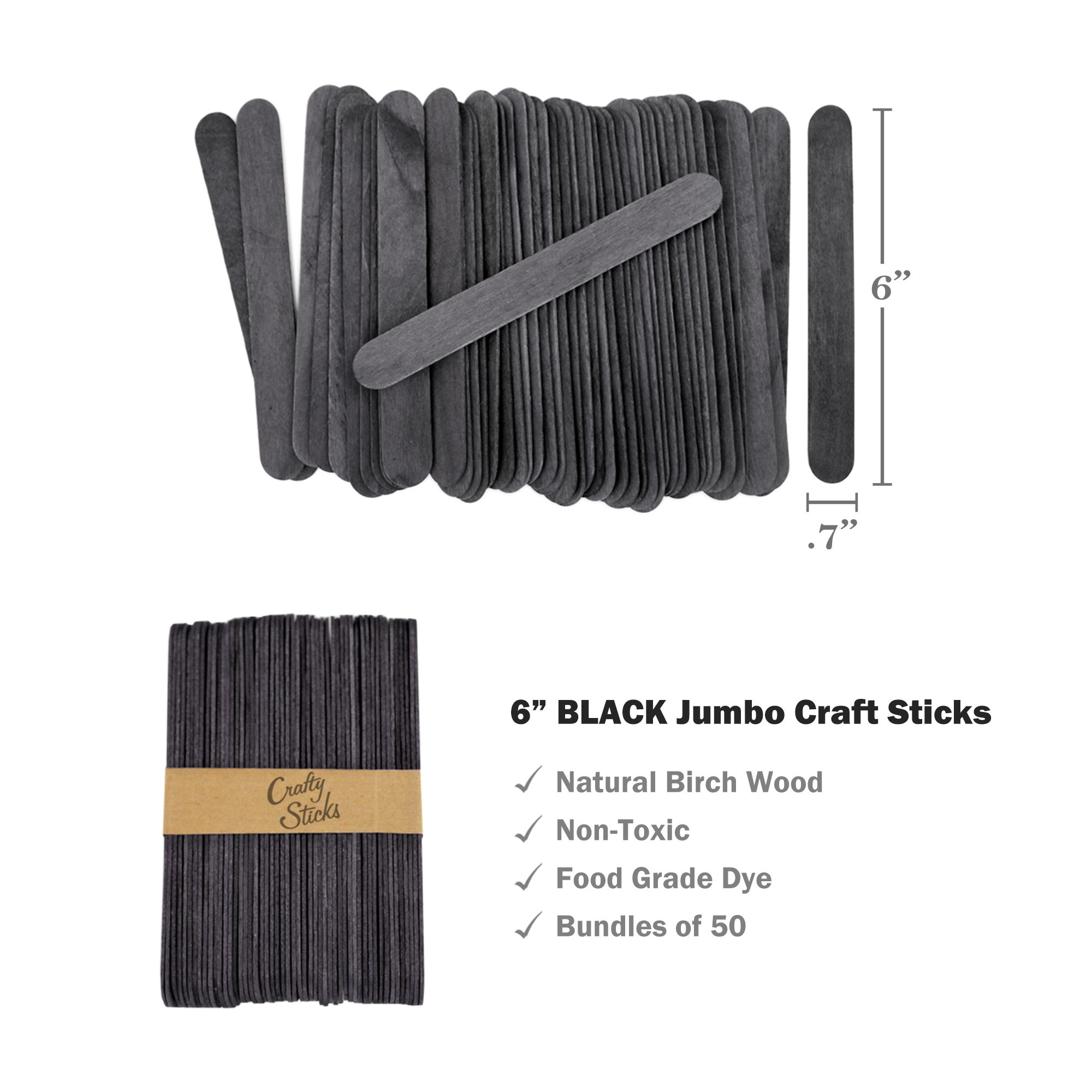 Jumbo Green Craft Sticks 6, Large Popsicle Sticks for Crafts