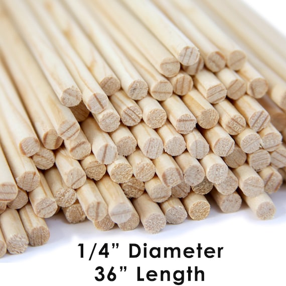 1/4 Inch Round by 3 Ft Length Natural Unfinished Wood Dowels, Gardening,  Crafts, Building, STEM Learning by Craftysticks 