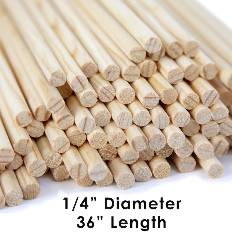 1/4 X 36 Inch 3 Ft Natural Wood Dowels 15 Dowels Etsy