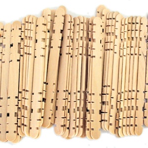 CHOOSE YOUR QUANTITY Notched Natural Wood Sawtooth Craft Sticks, CraftySticks 4.5 Inch Interlocking Wood Sticks