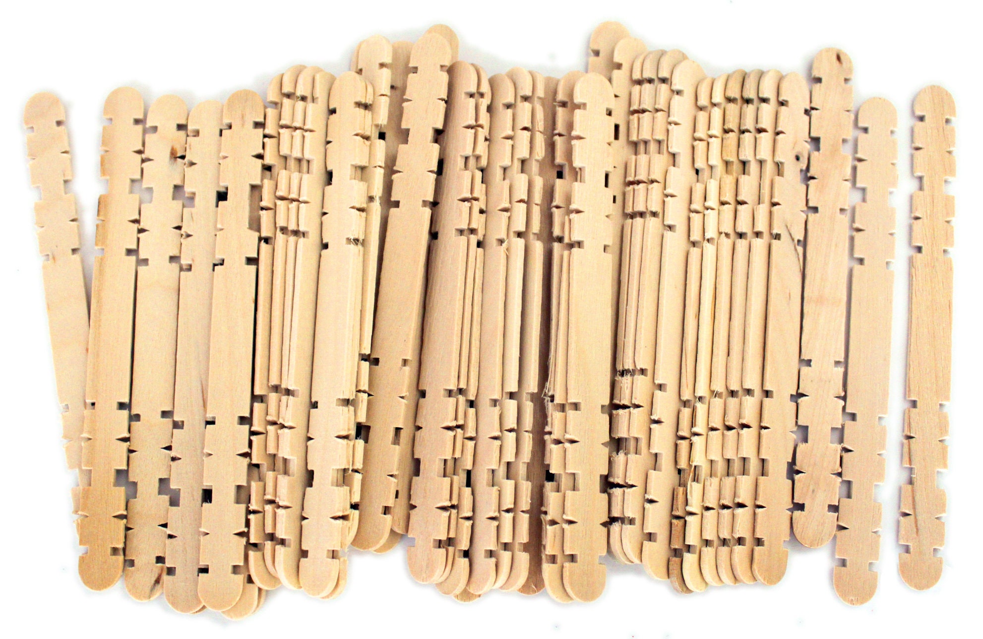 Notched Natural Wood Craft Sticks: Interlocking STEM Building