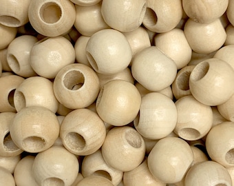 12mm Light Wood Beads: 5mm Hole, Macrame, Jewelry Making