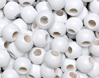 White Wood Beads 12mm: Large Hole Macrame Beads (200 Pcs)
