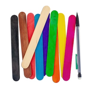 CraftySticks- 300 Sticks, 6 Inch Jumbo Wood Craft Popsicle Sticks -CHOOSE YOUR COLOR!