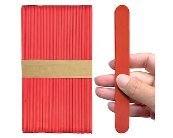 Red Craft Sticks 6 Inch 50 Pack | CraftySticks Jumbo Popsicle Sticks