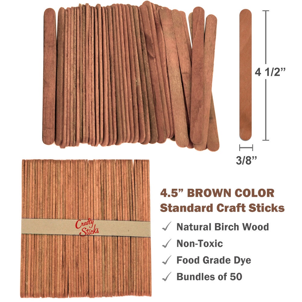 100 Pack, Natural Color Wood Craft Popsicle Sticks by Crafty