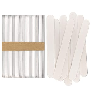 CraftySticks- 50 Pack 6&quot; White Painted Wood Popsicle Sticks, Jumbo Tongue Depressor Size Sticks for Arts Crafts and DIY, 6 Inch Length