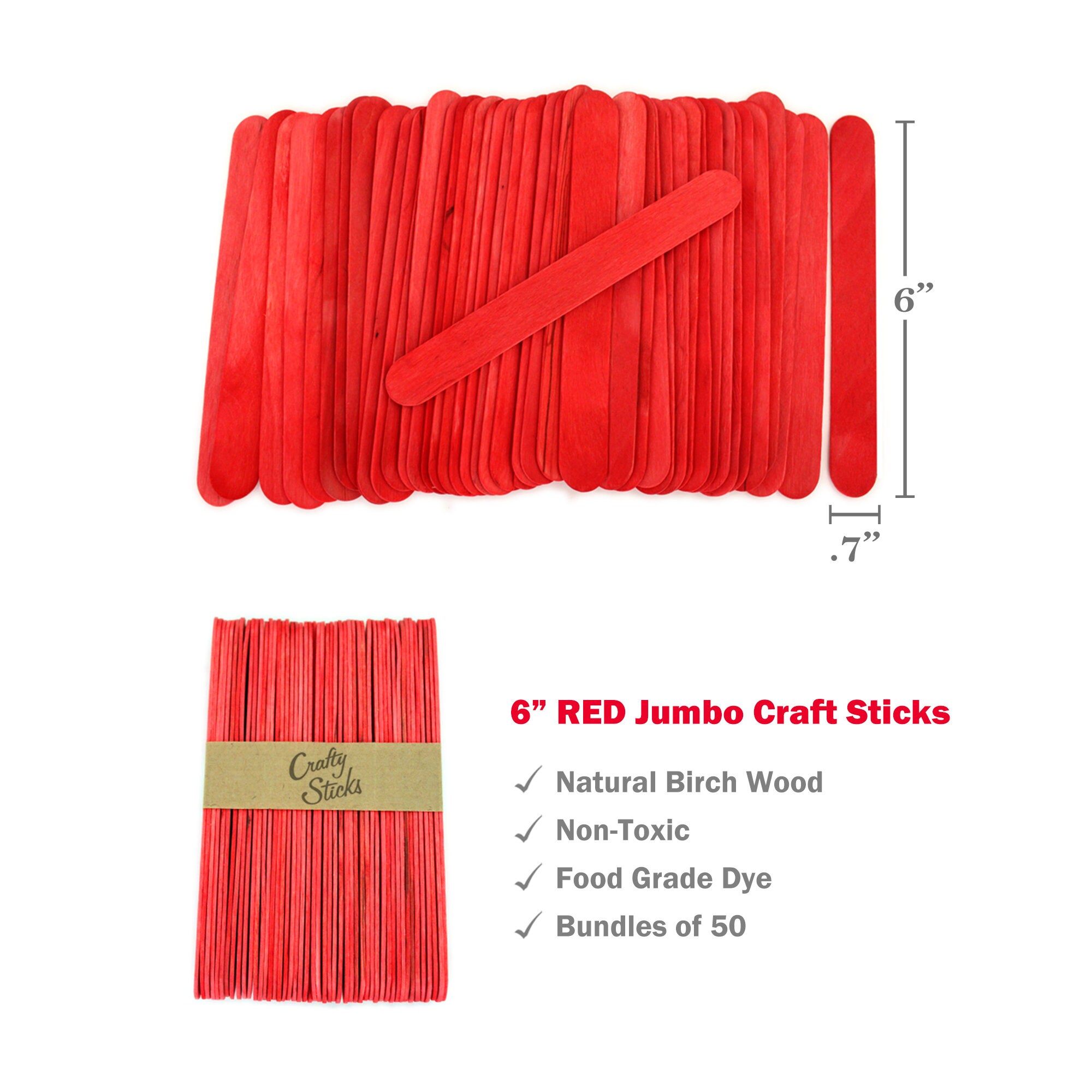 300 Brown 6 Inch Jumbo Wooden Craft Popsicle Sticks-JCS-BROW
