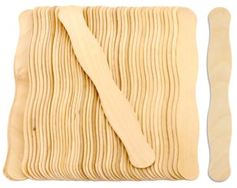 Natural Birch Wavy Craft Sticks: 8 Inch Fan Handles, DIY Crafts