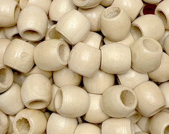 11X13mm Light Wood Pony Beads with Large 5mm Opening for Macrame, Crafts, Hair Braiding