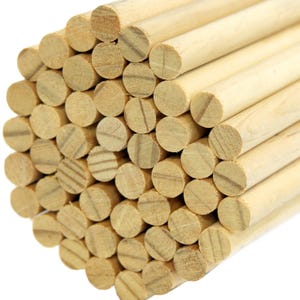 CraftySticks- 1/2 Inch Diameter by 36 Inch Length Natural Wood Dowels, NO BARCODE STICKERS on Dowels