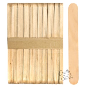 CraftySticks- 6 Inch Jumbo Wood Craft Popsicle Sticks, Natural Smooth Wood Sticks for Crafts, Learning and Wax Supply, Choose Your Quantity