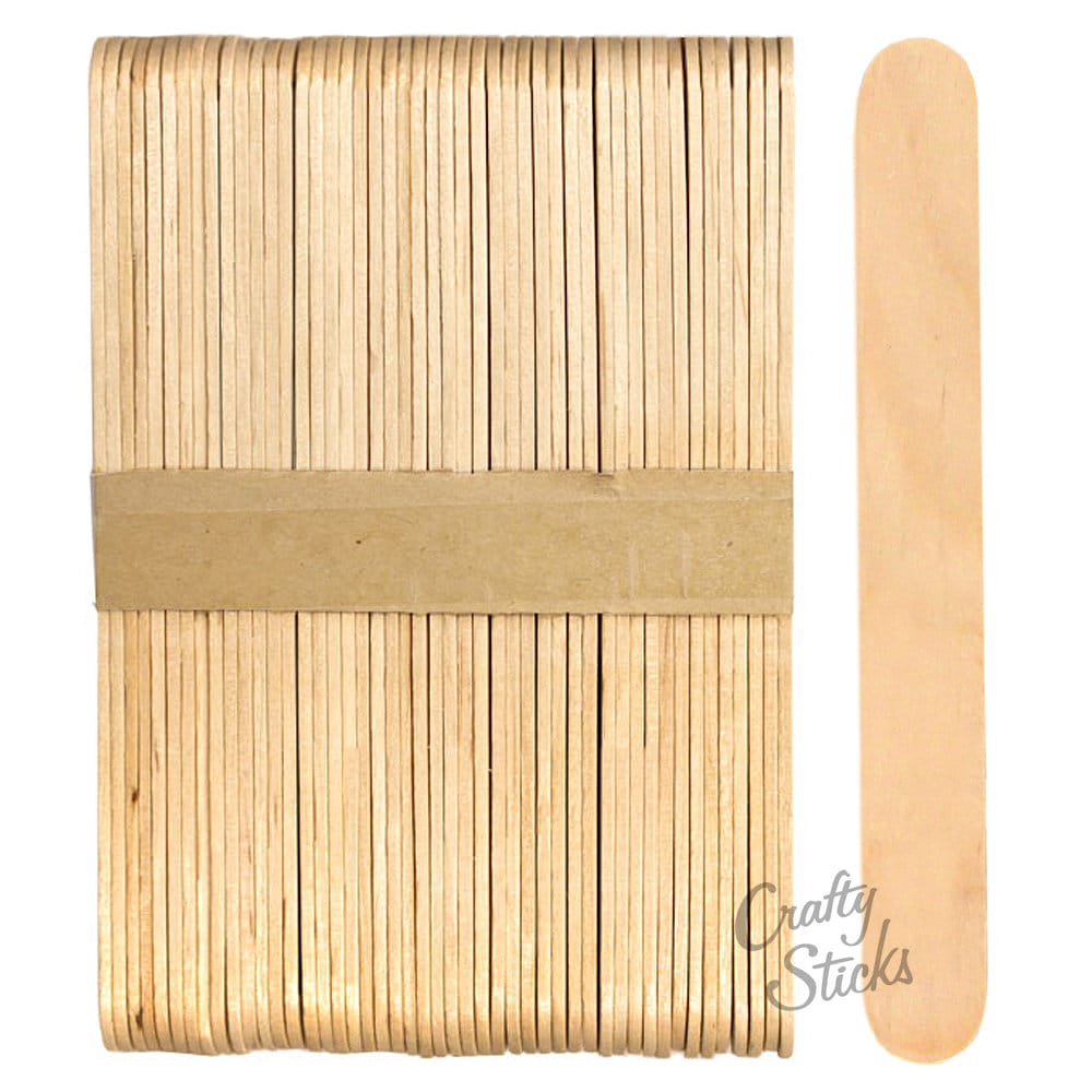 CraftySticks- 6 Inch Jumbo Wood Craft Popsicle Sticks, Natural Smooth Wood Sticks for Crafts, Learning and Wax Supply, Choose Your Quantity