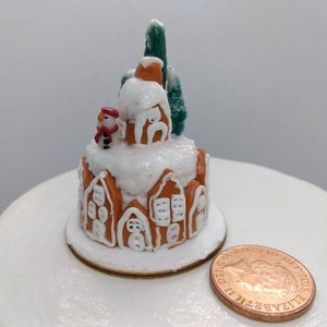 Dolls House cake Miniature ginger bread house themed Christmas cake 1/12 OOAK