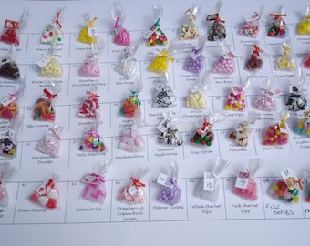 Pick and Mix Dolls House Retro Miniature bags of sweets with label - loose inside the bag  1/12th handmade polymer clay
