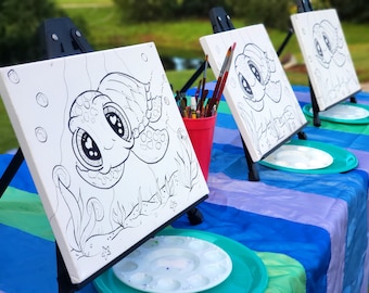 Pre Drawn Outlined Stretched Canvas to paint your own paint party or art party favor kit or stretched canvas theme