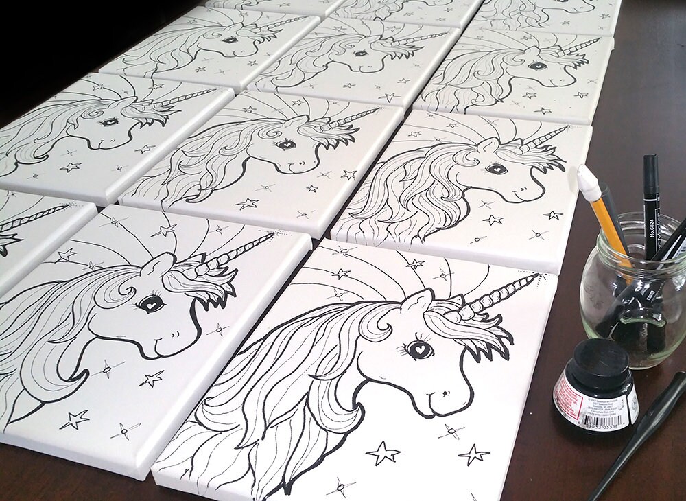 Predrawn Outline Themed Canvas Board for Unicorns..or Any Other Theme -   Denmark