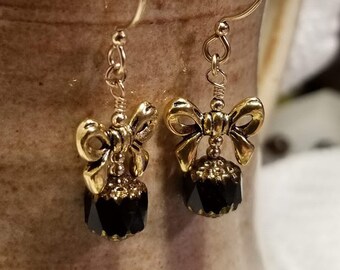 Handmade Earrings - 14K Gold-filled Ear Hooks w/ Pretty Black-Tie Package, tied up with a bow!