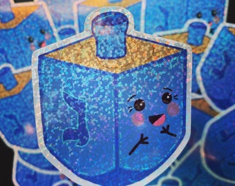 Jüdischer glitzernder wasserfester Chanukka Aufkleber/ Partygeschenk/ Geschenk/ witzig/ judaica/ Latkes/ Menorah/ koscher/ Tora/ Mitzwa/ Laptop
