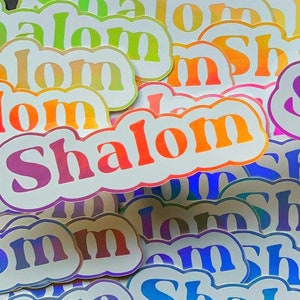 Żydowska holograficzna naklejka błyszcząca szalom, upominek na imprezę, prezent, Szabat szalom, Judaica, kartki okolicznościowe, koszerne, hebrajskie, duchowe, wyjątkowe
