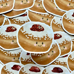 Sticker sufganiyot beignet juif pailleté, Hannukah, cadeaux de Hanoucca, cadeau amusant pour elle ou pour lui, judaïsme, judaïque, casher, dessert