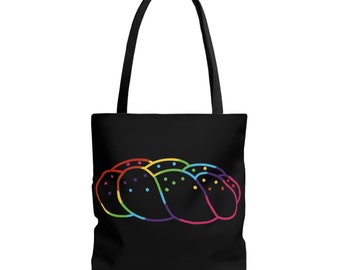 Rainbow challah reusable graphic jewish grocery shopping book bag/ spiritual gift/ purse/ Judaism/hebrew/ birthday