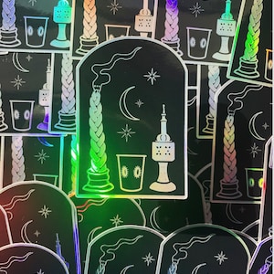 Naklejka holograficzna Havdalah Jewish, tradycyjna, ceremonia, Szabat Szalom, prezenty judaistyczne, upominki na imprezę, duchowa, przyprawa, Tora, religijna
