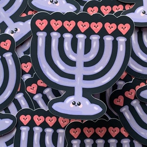 Naklejka matowa Żydowska Menora|święta|upominek na przyjęcie|prezent|Szabat Szalom|Judaica|kartki okolicznościowe|koszerne|hebrajskie|ślub|szkoła Shul