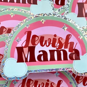 Jewish mama glitter sticker| Torah| kosher| gift| funny|Judaism | party favor| birthday| purim|shabbat shalom