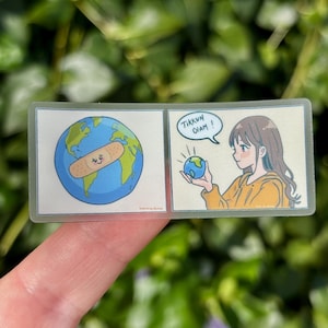 Pegatina transparente e impermeable con tira cómica de anime Tikkun Olam, judaísmo, judaica, botella de agua, portátil, reparar el mundo, idea de regalo, obra de arte