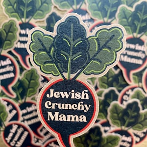 Naklejka papierowa Kraft z chrupiącą mamą z Żydowskiej Kraft | święta | upominek na imprezę | prezent | Szabat Szalom | Judaica | koszerne | hebrajskie | ślub