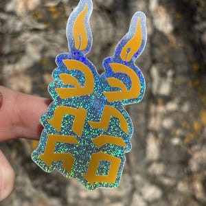 Shabbat shalom candele ebraiche micro glitter adesivo impermeabile ebraico/ rituale ebraismo/ judaica/ decalcomania/ taglio a bacio/ regalo