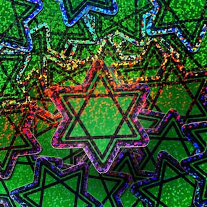 Pegatina de estrella de David verde brillante judía, obsequio de fiesta, regalo, Shabat Shalom, judaica, tarjetas de felicitación, kosher, hebreo, espiritual