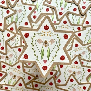 Pegatina de papel kraft con forma de flor de la Estrella de David judía, recuerdo de fiesta, regalo, Shabat Shalom, judaica, tarjetas de felicitación, kosher, hebreo, espiritual