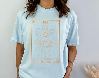 Tarot cards torah design graphic over sized T-shirt super soft 100% cotton, Judaism aesthetic, minimalist Jewish
