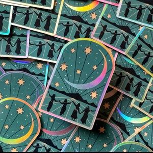 Rosh Chodesh Jewish holographic sticker, Judaism, challah, kiddush cup, candles, new moon , torah, Hebrew, synagogue, spiritual gift idea