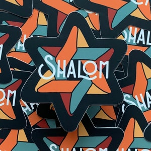 Sticker satiné mat Étoile de David Shalom | Torah| casher| cadeau| drôle| Judaïsme | cadeau | anniversaire| mazel tov| Chabbat shalom