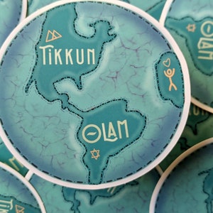 Naklejka Tikkun Olam/naklejka szalom/naklejka żydowska/szalom/impreza żydowska/ślub/święto/prezent żydowski/sztuka/koszerny/chanuka/judaika