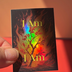 I am who I am holographic waterproof exodus sticker/ torah/ affirmation/ motivational message quote/ bible/ judaica/ spiritual gift/ Judaism
