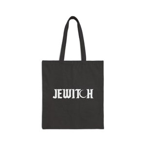 Jewitch black Cotton Canvas Tote Jewish Bag| judaism| Judaica| Spiritual self gift| crescent moon| ceremony ritual| torah| art