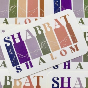 Jewish Shabbat Shalom sticker| kosher| Bar and bat mitzvah| synagogues|Party favors| gift| Hebrew| torah| Star of David| laptop| judaica