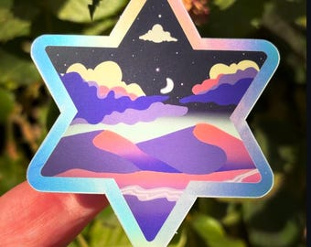 waterproof jewish sticker / matte holographic / Star of David / Judaism / Judaica / unique gift for her or him/ am Yisrael chai